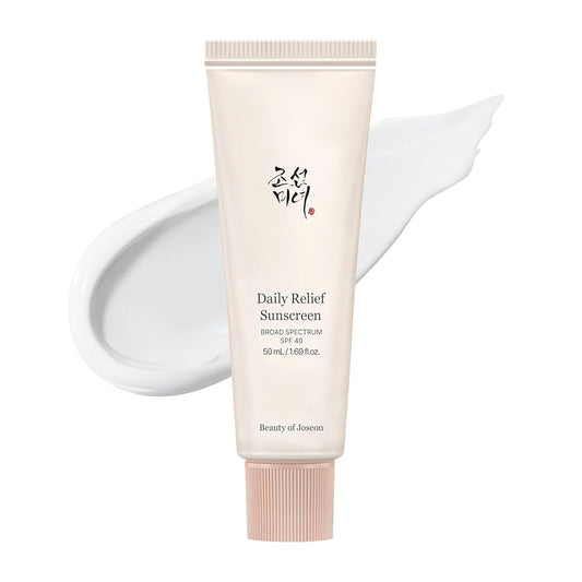 Tube of Daily Relief Sunscreen by Beauty of Joseon on a white background