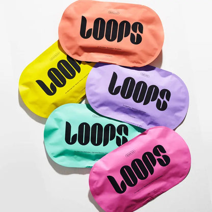 LOOPS Variety Loop Face Masks in orange, yellow, purple, teal, and pink