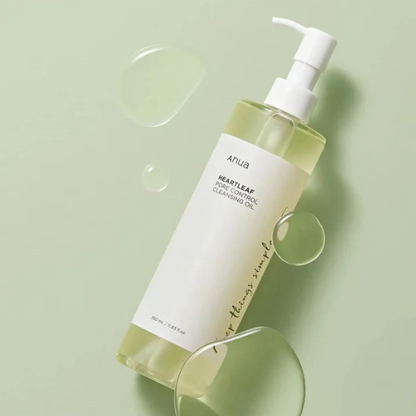 Anua Heartleaf Pore Control Cleansing Oil 200ml on green background
