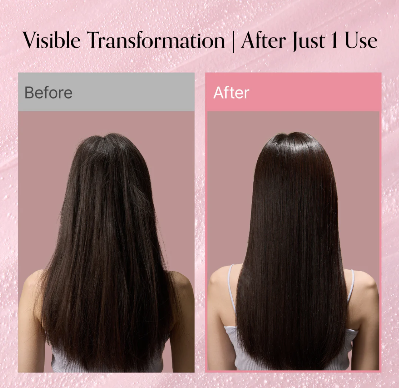 GROWUS Damage Therapy Shampoo EX before and after – visible hair transformation after just 1 use, smoother and shinier damaged hair