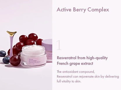 Dr. Ceuracle - Vegan Active Berry Firming Eye Cream 32g Cosmetic cream with grapes and text about Active Berry Complex and resveratrol.
