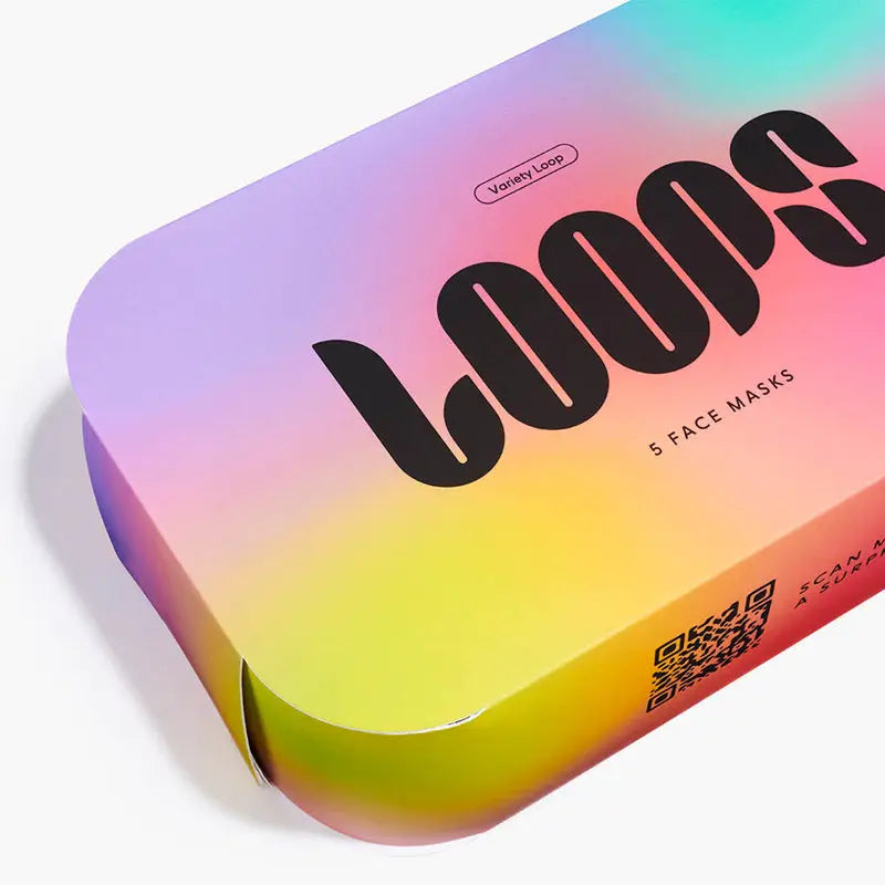 Loops face mask box in white background