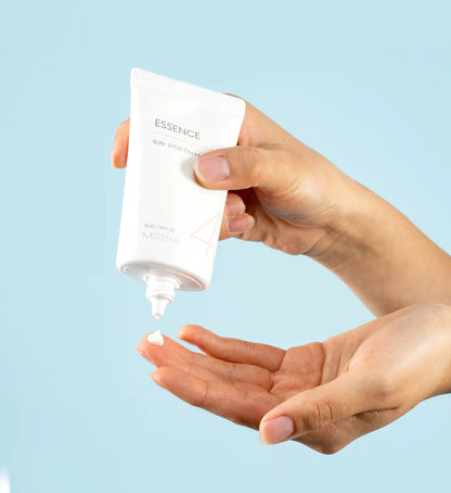 Missha All-Around Safe Block Essence Sunscreen lightweight texture swatch on skin