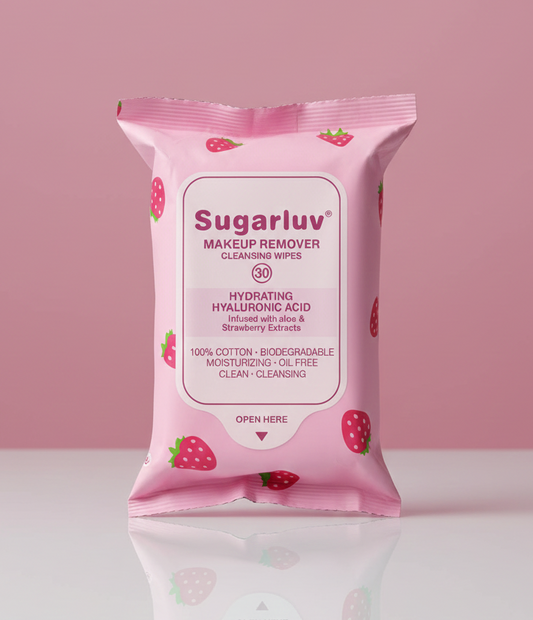 SugarLuv - Hyaluronic Acid Makeup Removing Wipes infused with Hyaluronic Acid & Aloe Extracts 30ct